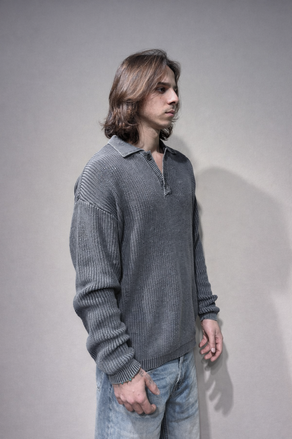 Polo manica lunga con bottoni