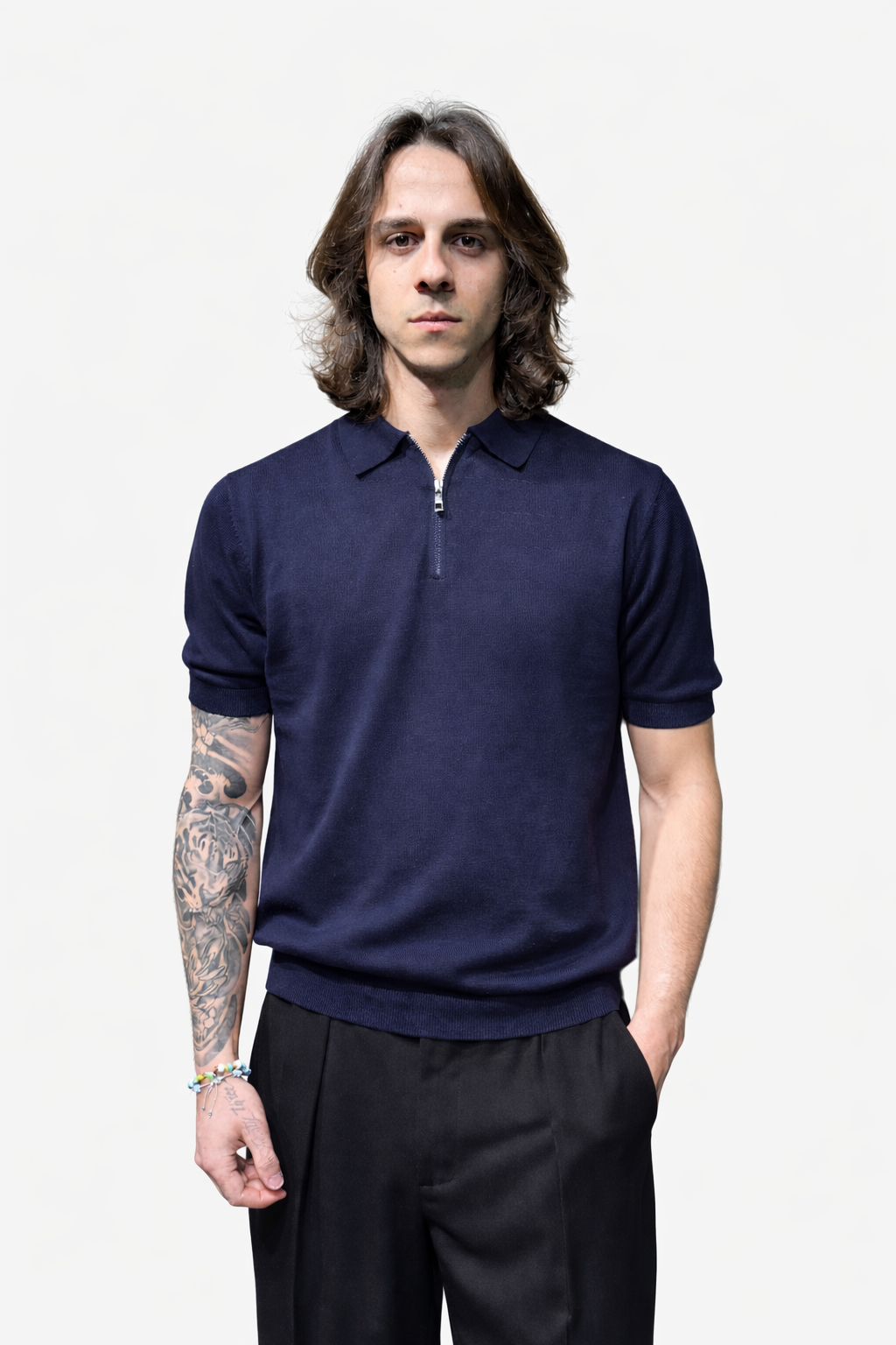 Polo mezza manica con zip