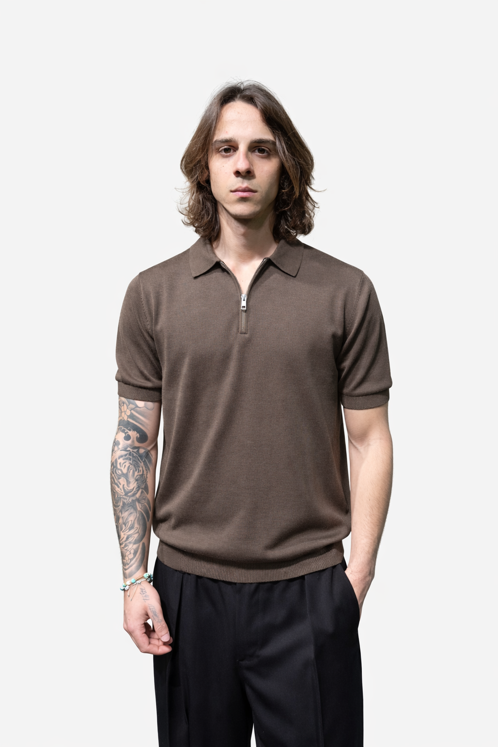 Polo mezza manica con zip