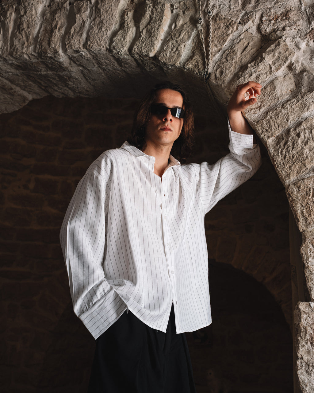 CAMICIA A RIGHE IN LINO