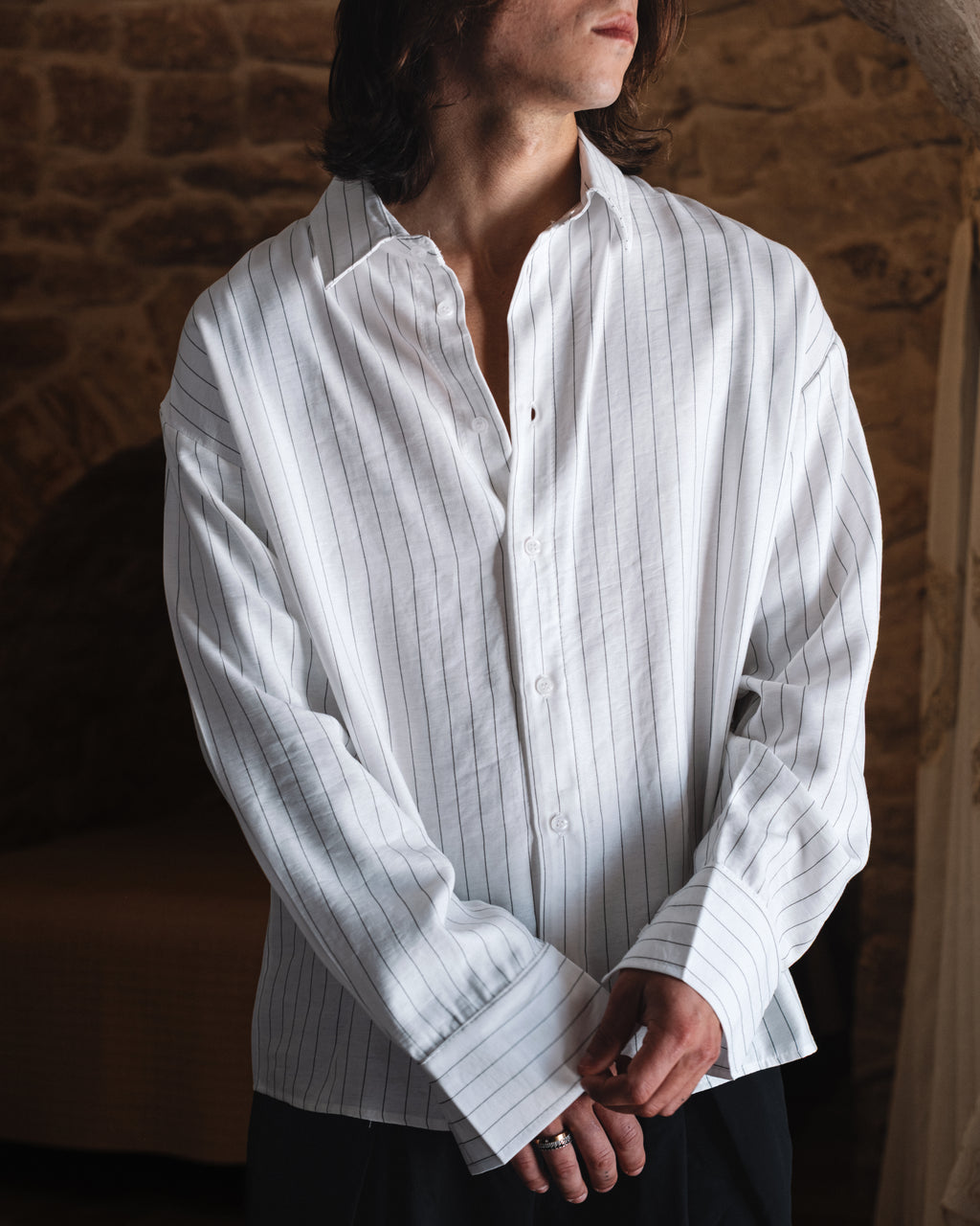 CAMICIA A RIGHE IN LINO