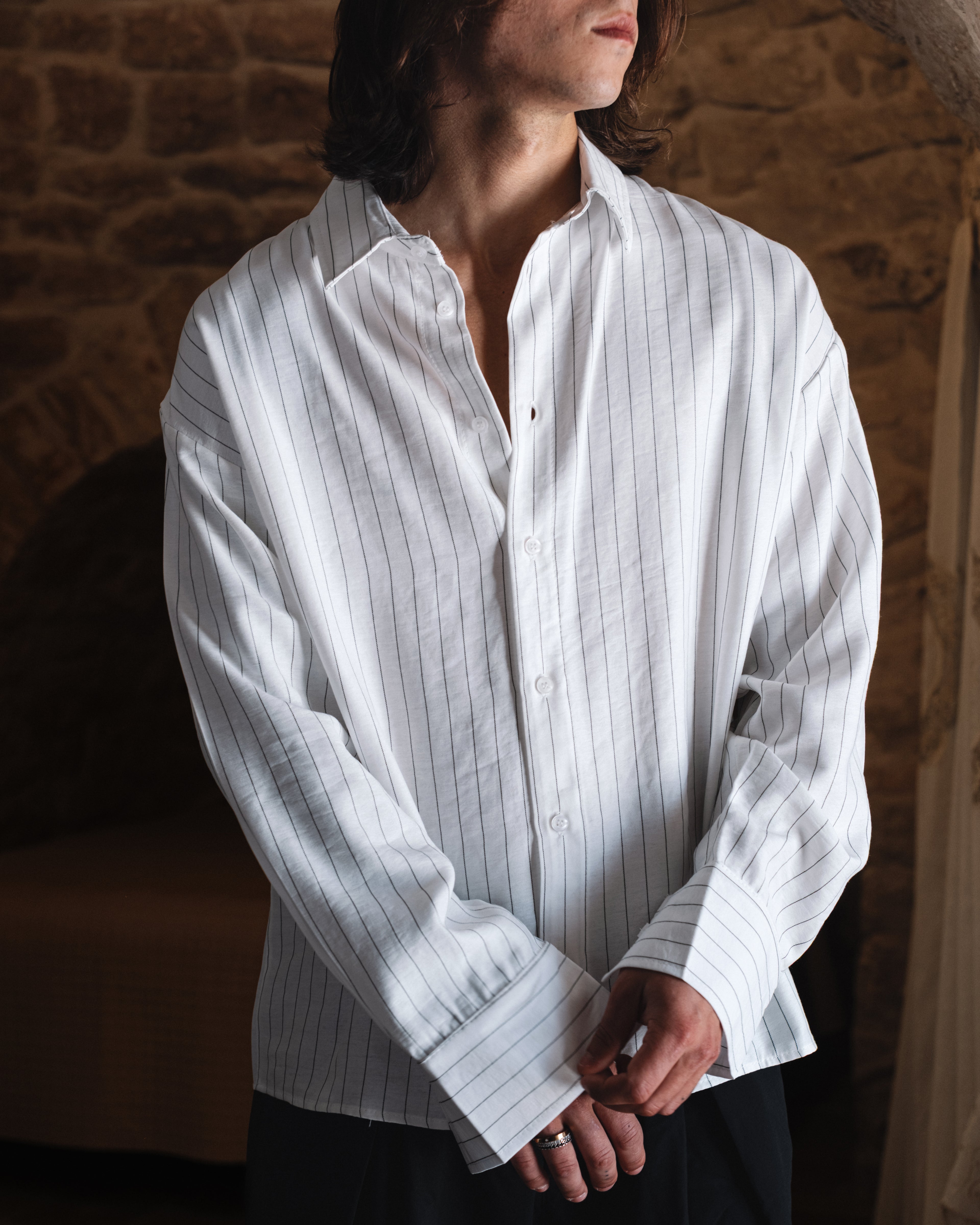 CAMICIA A RIGHE IN LINO