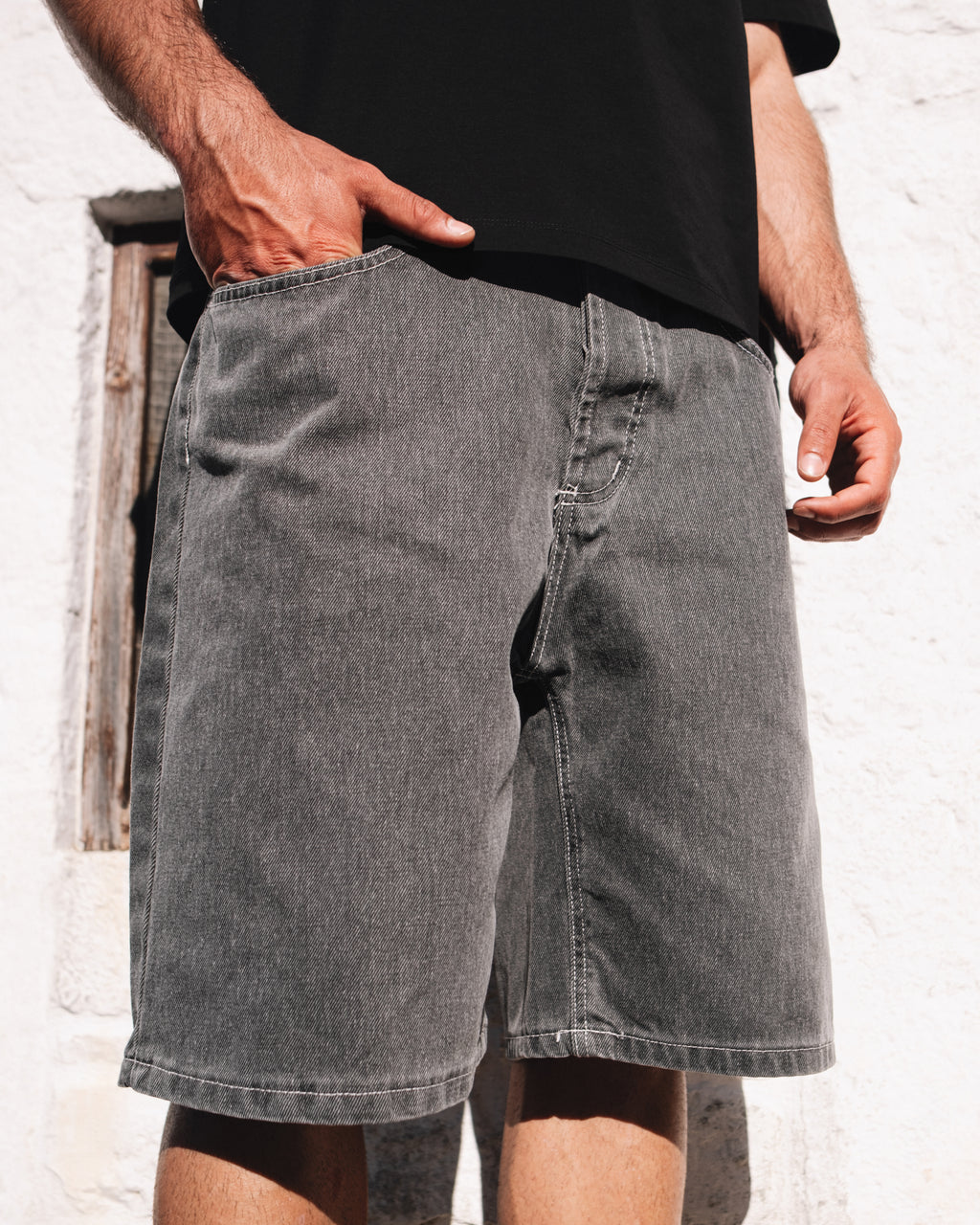 BERMUDA DENIM GRIGIO CHIARO