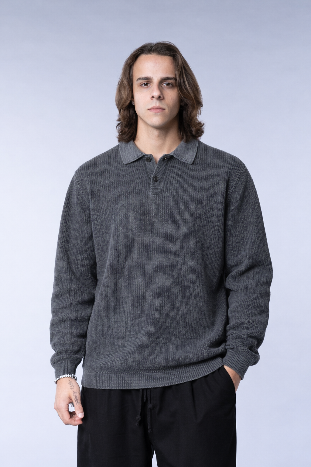 Polo manica lunga con bottoni